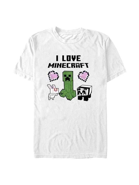 Men's Minecraft Love and Mobs Graphic Tee White Large