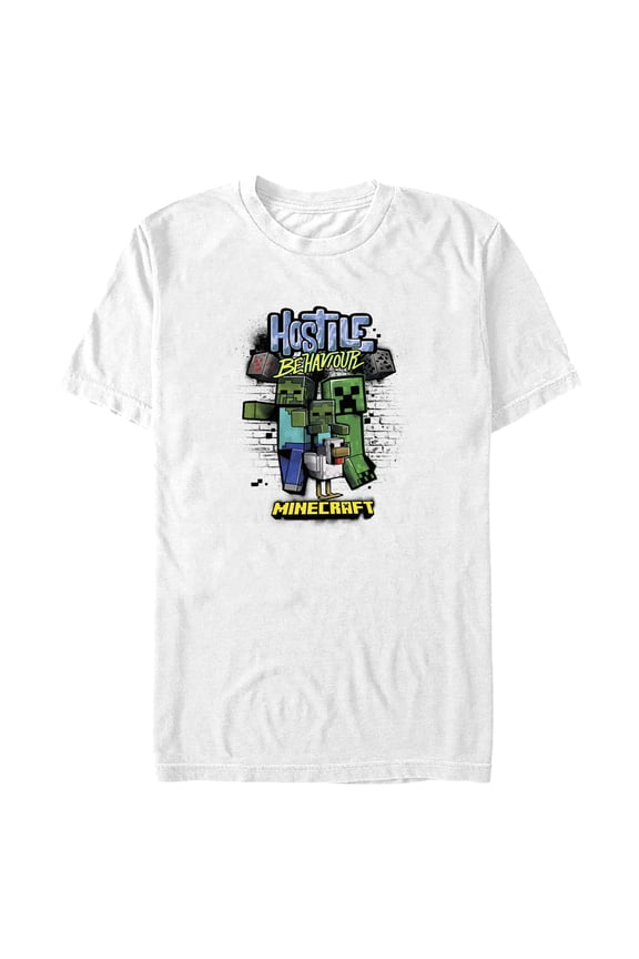Men's Minecraft Mob Gang Graphic Tee White 3X Large