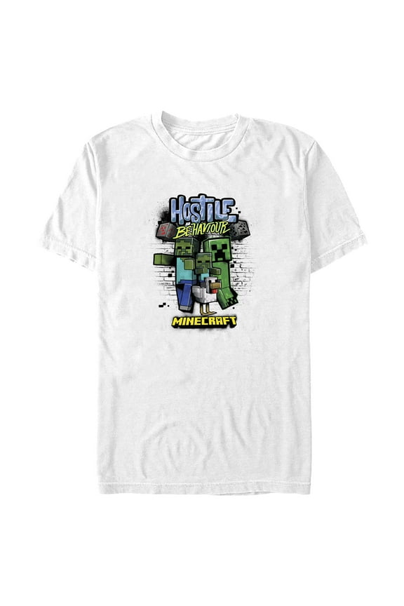 Men's Minecraft Mob Gang  Graphic Tee White Large
