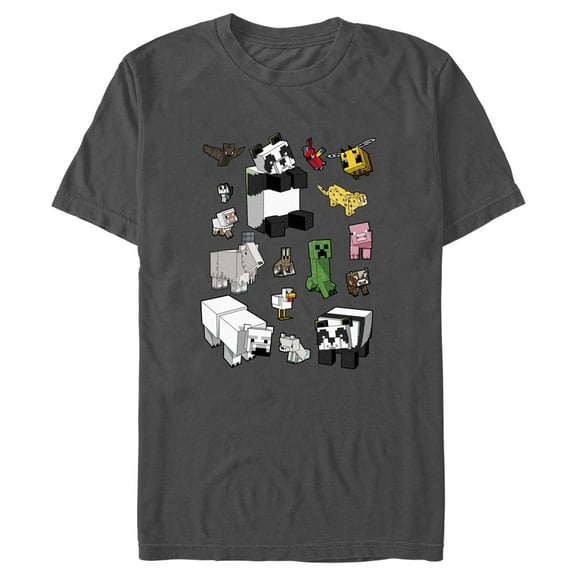 Men's Minecraft Overworld Mobs Graphic Tee Charcoal Small