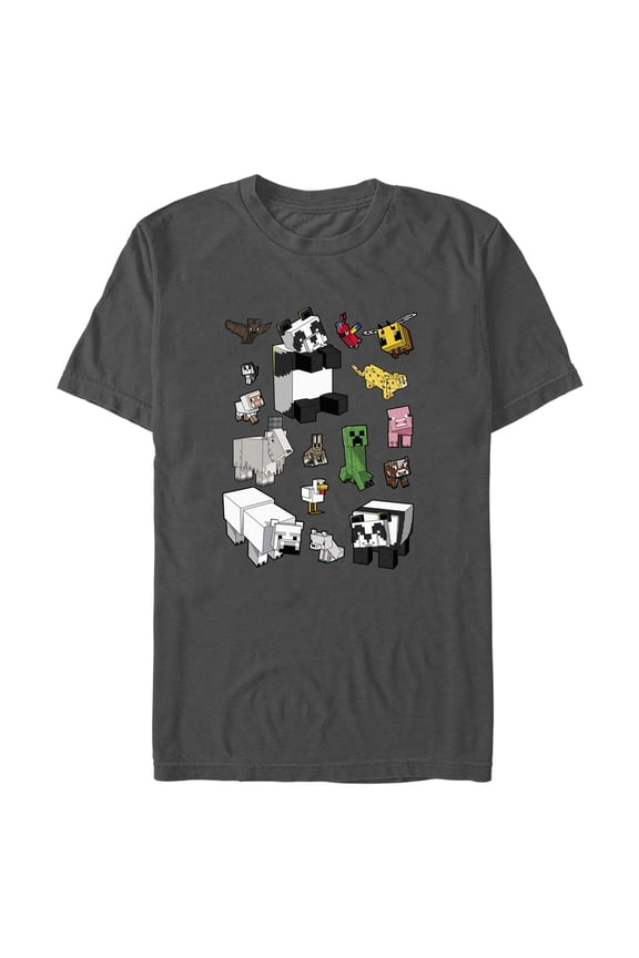 Men's Minecraft Overworld Mobs Graphic Tee Charcoal X Large