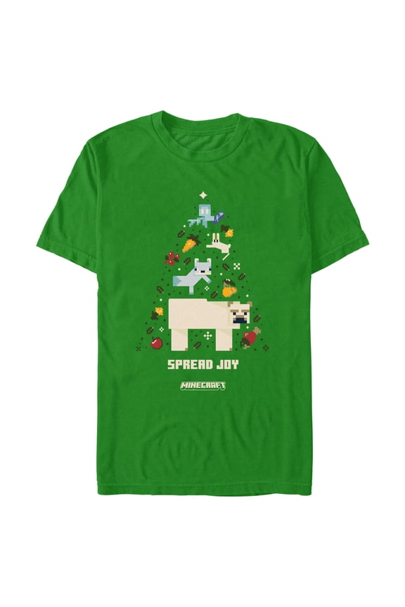 Men's Minecraft Spread Joy Christmas Tree Graphic Tee Kelly Green X Large
