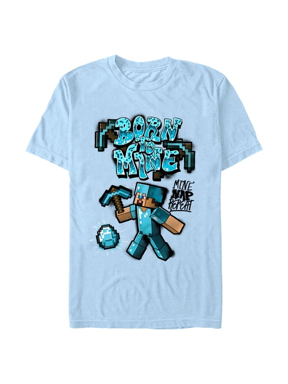 Men's Minecraft Steve Diamond Armor Born To Mine Graphic T-Shirt
