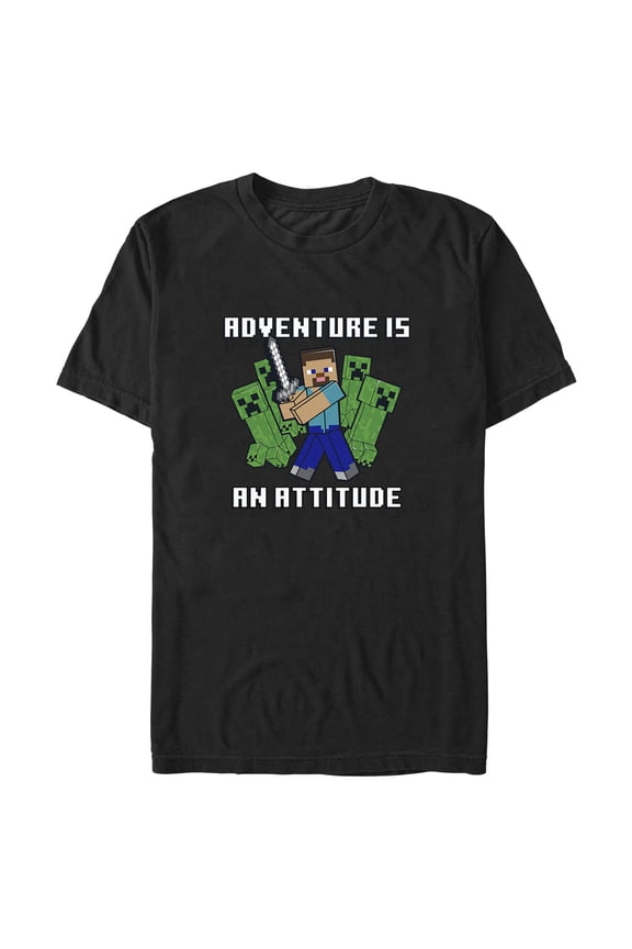 Men's Minecraft Steve and Creepers Adventure Is an Attitude Graphic T-Shirt