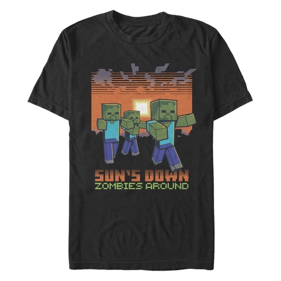 Men's Minecraft Sun's Down Zombies Around  Graphic T-Shirt