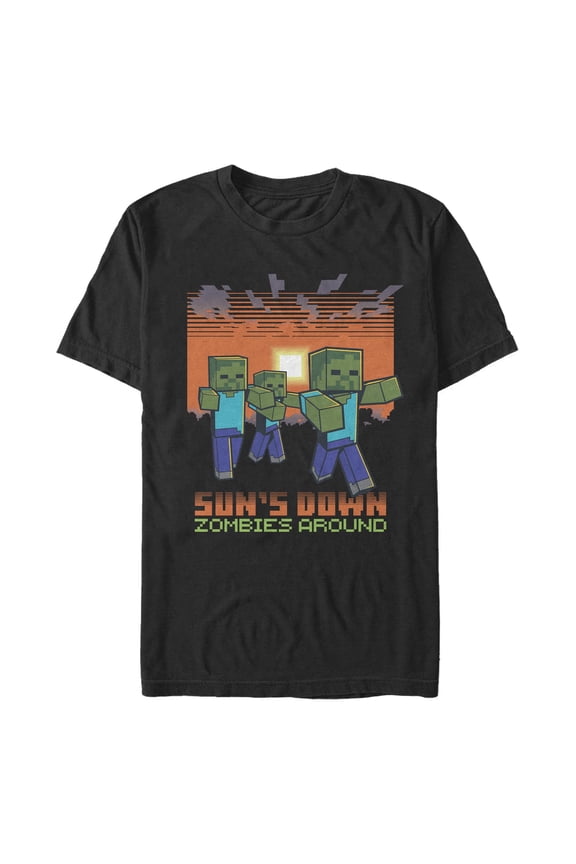 Men's Minecraft Sun's Down Zombies Around Graphic T-Shirt