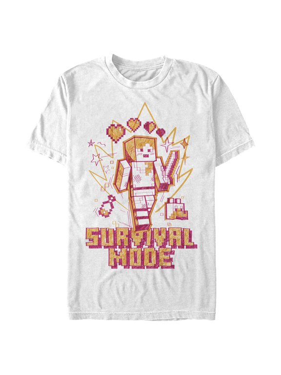 Men's Minecraft Survival Mode Sketch Graphic Tee White Medium