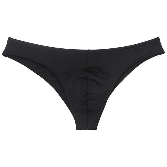 Men's Mini Briefs Shiny Spandex Underwear Lining Stretchy Sexy Micro Boxer Pouch Bikini Bodywear Black-L