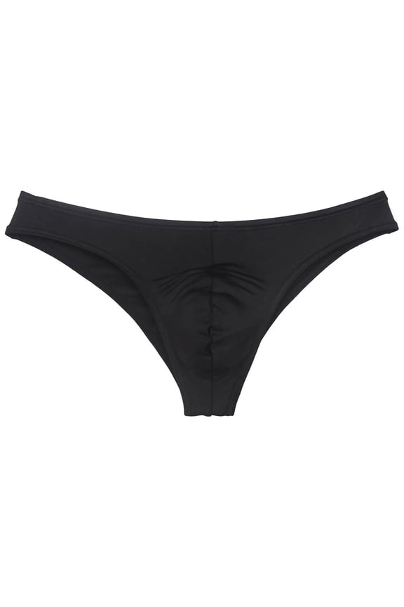 Men's Mini Briefs Shiny Spandex Underwear Lining Stretchy Sexy Micro Boxer Pouch Bikini Bodywear Black-L