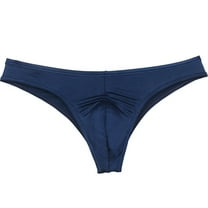 Men's Mini Briefs Shiny Spandex Underwear Lining Stretchy Sexy Micro Boxer Pouch Bikini Bodywear Navy Blue-M