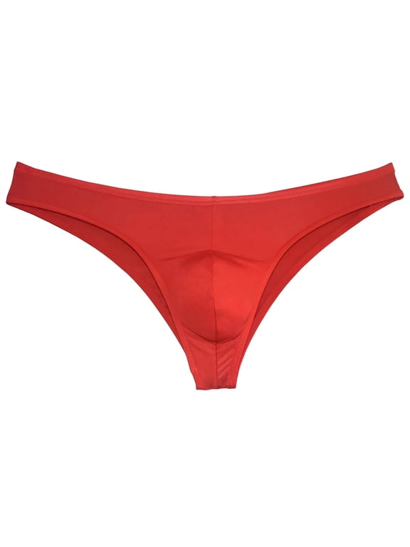 Men's Mini Briefs Shiny Spandex Underwear Lining Stretchy Sexy Micro Boxer Pouch Bikini Bodywear Red-XL