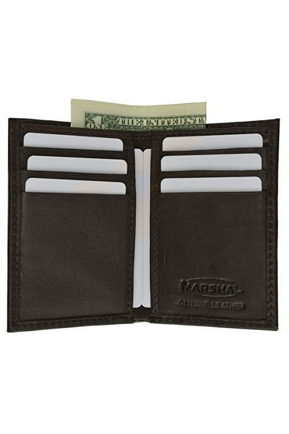 Men's Mini Slim Thin Bifold Genuine Leather ID Card Bill Holder Wallet (Brown)