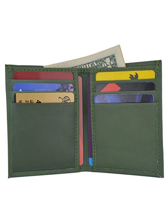 Men's Mini Slim Thin Bifold Genuine Leather ID Card Bill Holder Wallet (Green)