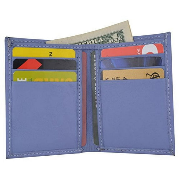 Men's Mini Slim Thin Bifold Genuine Leather ID Card Bill Holder Wallet (Sky Blue)
