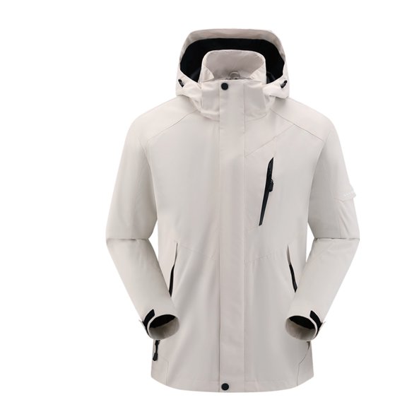 Men's Minimal Raglan Hard Shell Professional Hiking Rain Jacket Waterproof Tear Resistant Hidden Chest Pocket Velcro Cuff Trekking Coat Windbreaker Jackets for Men White 5XL