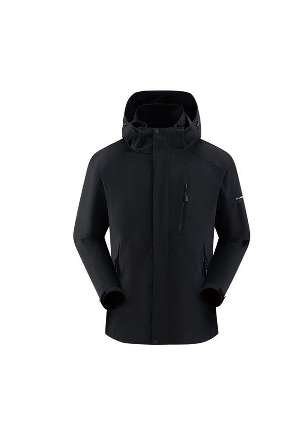 Men's Minimal Raglan Hard Shell Professional Hiking Rain Jacket Waterproof Tear Resistant Hidden Chest Pocket Velcro Cuff Trekking Coat Windbreaker Jackets for Men Black 5XL