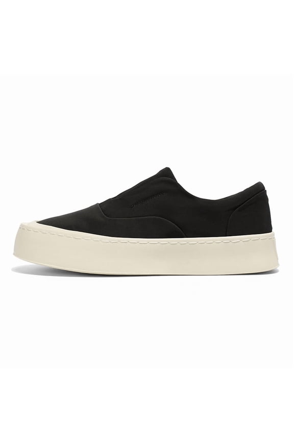 Men's Minimalist Beige Platform Slip-On Sneakers, Casual Modern Loafers