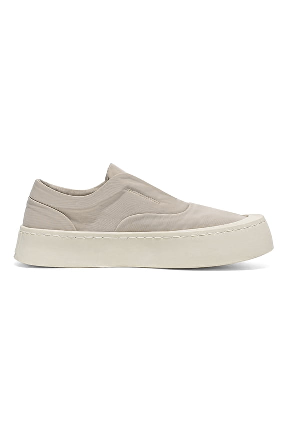 Men's Minimalist Beige Platform Slip-On Sneakers, Casual Modern Loafers