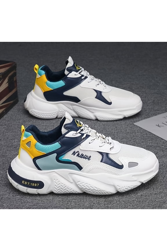 Men's Minimalist Breathable Low-Top Sneakers - with Cushioned PVC Sole & Round Toe - Spring Summer Fall Everyday ,Lightweight Lace-Up Sneakers Suitable for, Gym, Casual Wear - Minimalist Sportswear