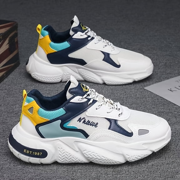 Men's Minimalist Breathable Low-Top Sneakers - Lightweight Lace-Up Sneakers Suitable for, Gym, Casual Wear - Minimalist Sportswear with Cushioned PVC Sole & Round Toe - Spring Summer Fall Everyday