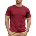 thumbnail image 1 of Men's Minimalist Casual Trendy Crew Neck Short-Sleeve T-Shirt Stylish Daily Wear Soft Comfortable Fabric All-Season Versatile Basic Tops,Wine,L, 1 of 3
