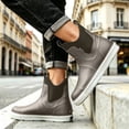 thumbnail image 1 of Men's Minimalist Chelsea Slip On Short Rain Boots Light Elastic Side Panel Full Waterproof Flat White Sole Muted Color Combinations for City Rainy Commutes Casual Street Outfits Khaki 44, 1 of 7