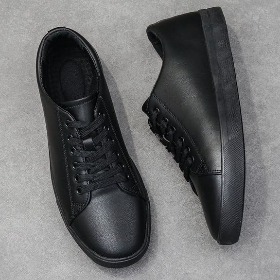 Men's Minimalist Low-Top Sneakers - Lace-Up Round Toe Casual with Upper, Breathable Rubber Sole Suitable for Outdoor, Daily Wear & - Solid Color Versatile Athletic Footwear (Year-Round)