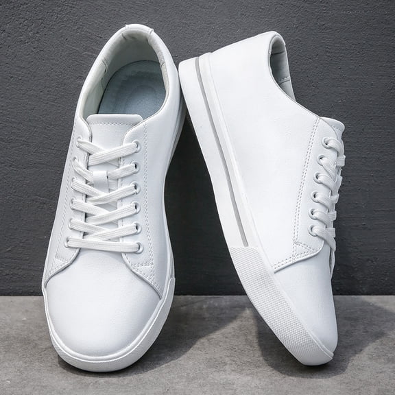 Men's Minimalist Low-Top Sneakers - Lace-Up Round Toe Casual with Upper, Breathable Rubber Sole Suitable for Outdoor, Daily Wear & - Solid Color Versatile Athletic Footwear (Year-Round)