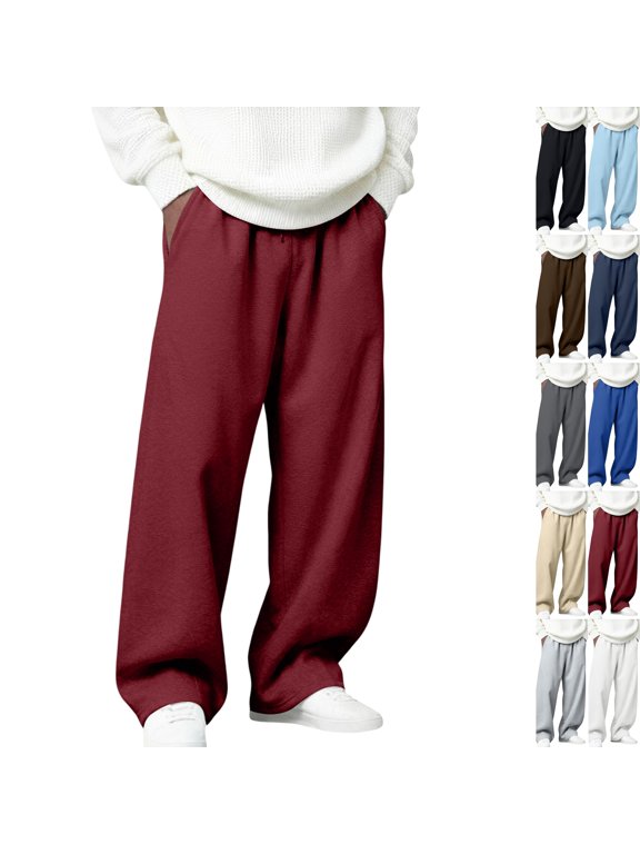 Men's Minimalist Pants Classic Fit Bottoms Wide Leg Stretch Sporty Joggers for Hiking Shopping