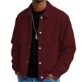 thumbnail image 1 of Men's Minimalist Solid-Colored Casual Long-Sleeve Button Jacket, Red, XXL, 1 of 6