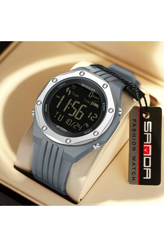 Men's Minimalist Sports Watch with Step Counter & Calorie Tracker - Waterproof Digital Fitness Watch with Night Light for Running, Gym, Outdoor Activities