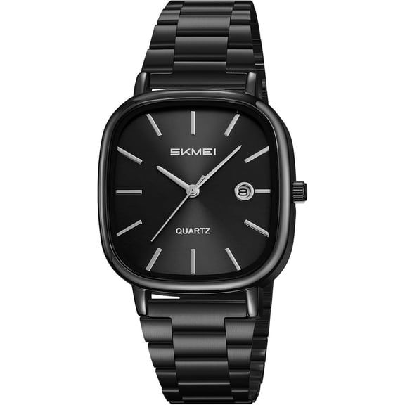 Men’s Minimalist Square Quartz Watch Fashion Business Casual Analog Wristwatch Waterproof Ultra Thin Stainless Steel Band with Date Display Gift for Men Women