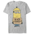 thumbnail image 1 of Men's Despicable Me Minion With Stupid  Graphic Tee Athletic Heather Large, 1 of 4