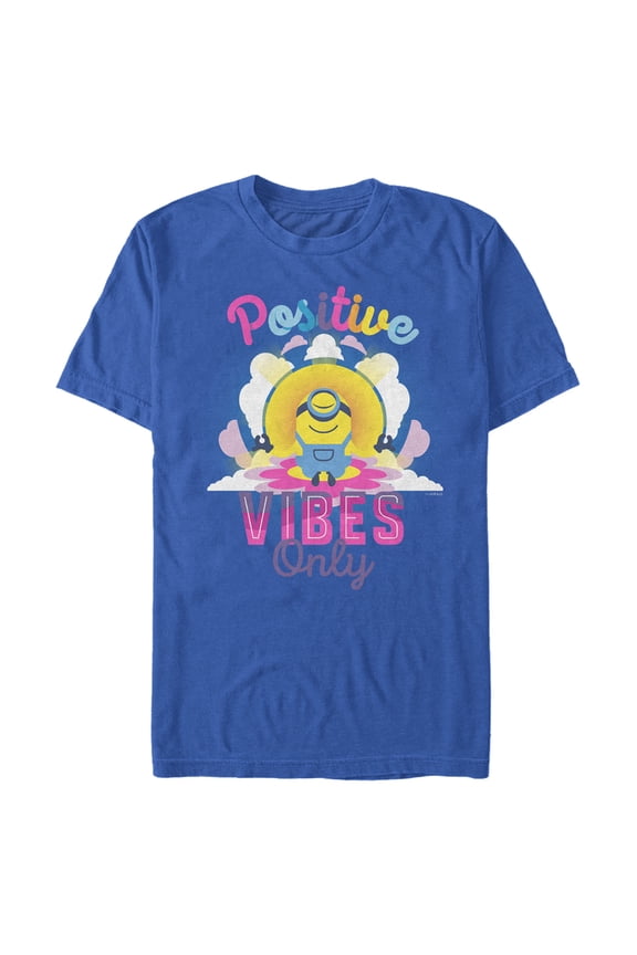 Men's Minions: The Rise of Gru Stuart Positive Vibes Only Graphic Tee Royal Blue X Large