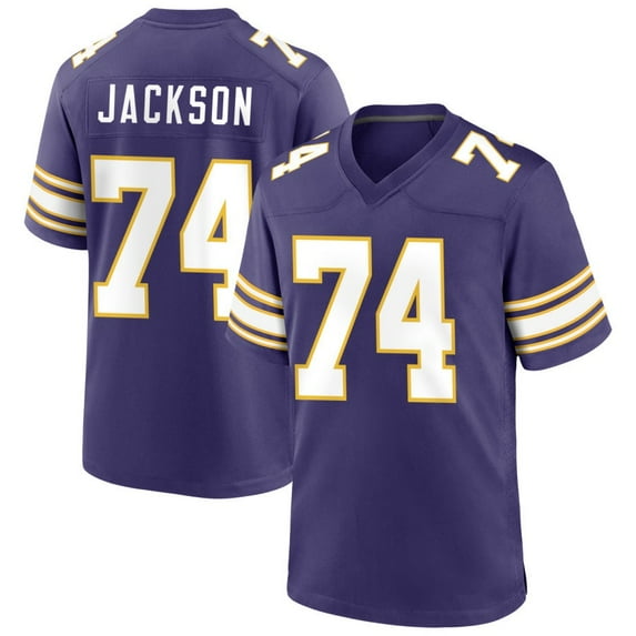 Men's Minnesota Jackson 74 Purple Alternate Stitched T-Shirts Sports Player Game Top, 3X-Large