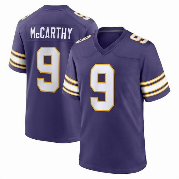 Men's Minnesota McCarthy 9 Purple Alternate Stitched T-Shirts Sports Player Game Top, Medium