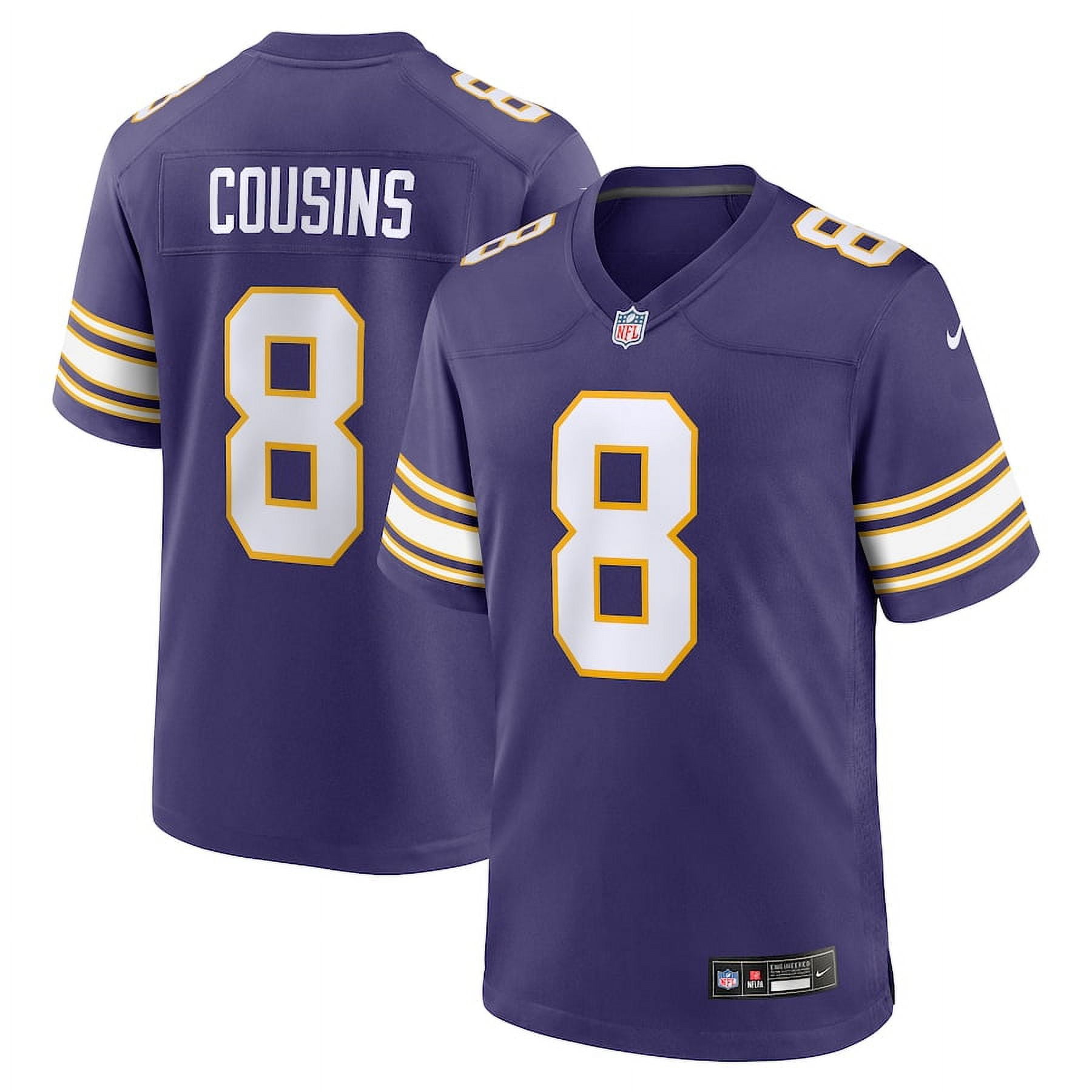 Men's Minnesota Vikings Kirk Cousins Purple Classic Player Game Jersey 