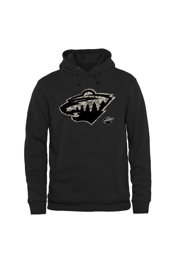 Men's Minnesota Wild Black Rink Warrior Pullover Hoodie