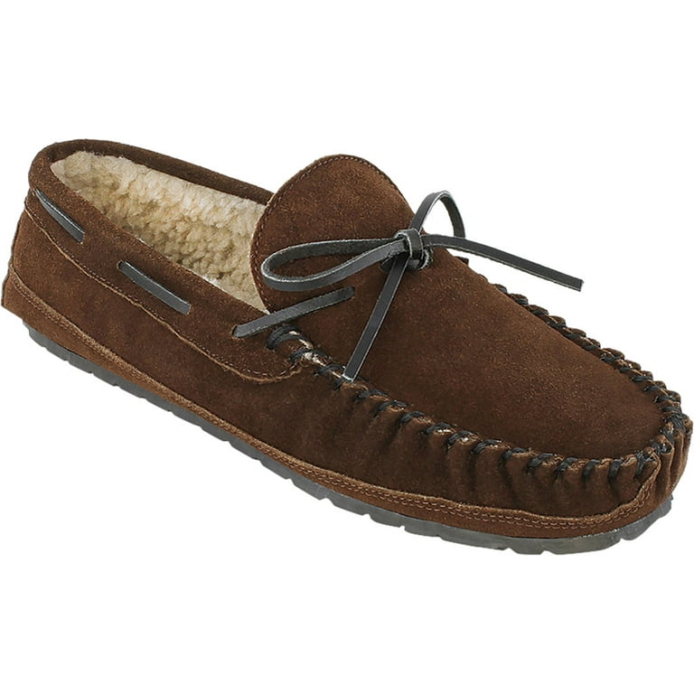 Minnetonka Men's Casey Slipper with Soft Suede Leather, Pile