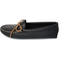 thumbnail image 1 of Minnetonka Men's Double Deerskin Soft Leather Sole, Black, Size 6, 1 of 7