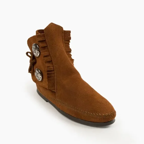 Minnetonka Men's Button Softsole and Hardsole Boot, Brown Hardsole, Size 13 M