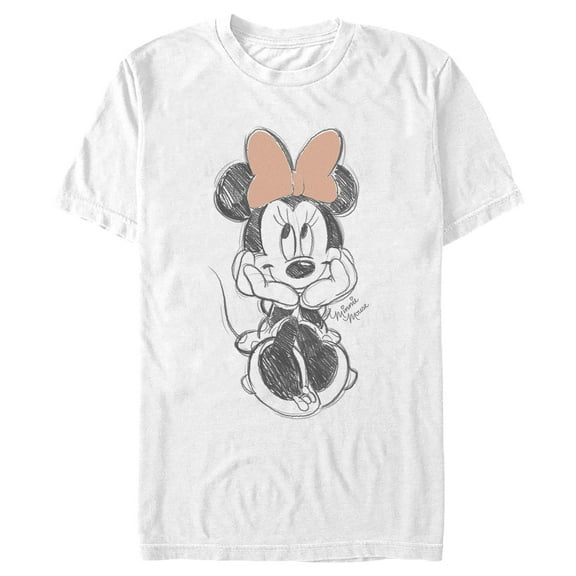Men's Minnie Mouse Cute Signature Sketch  Graphic T-Shirt