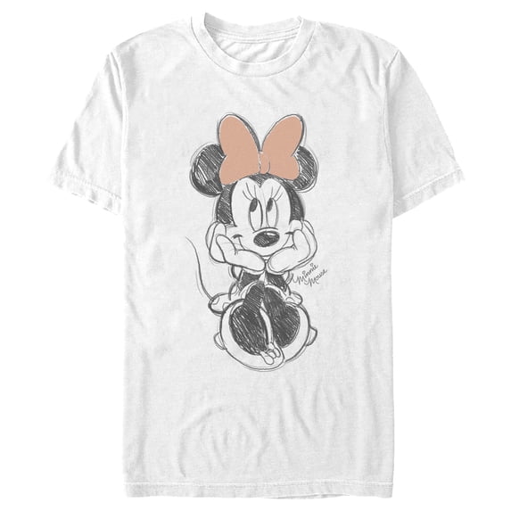 Men's Minnie Mouse Cute Signature Sketch Graphic T-Shirt