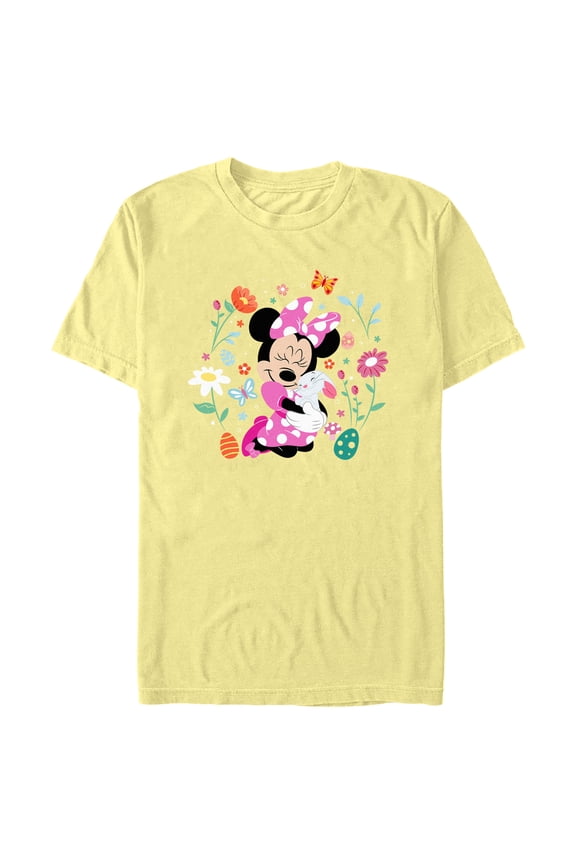 Men's Minnie Mouse Easter Bunny Hug Graphic Tee Banana Large