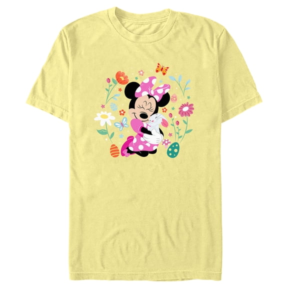 Men's Minnie Mouse Easter Bunny Hug Graphic Tee Banana Large