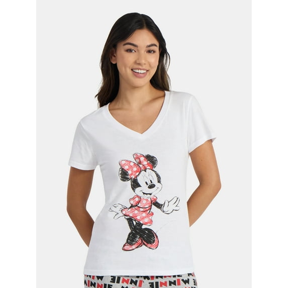 Disney Women's Minnie Mouse Sketch Graphic Tee with Short Sleeves, Sizes S-XXL