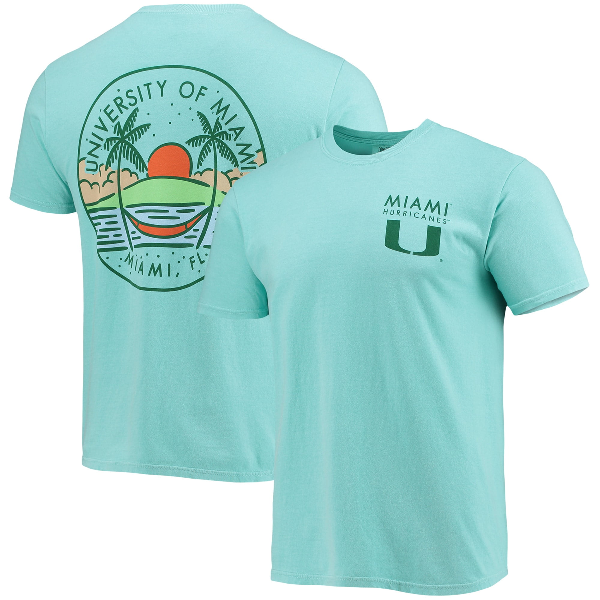 Men's Mint Miami Hurricanes Circle Scene Comfort Colors TShirt