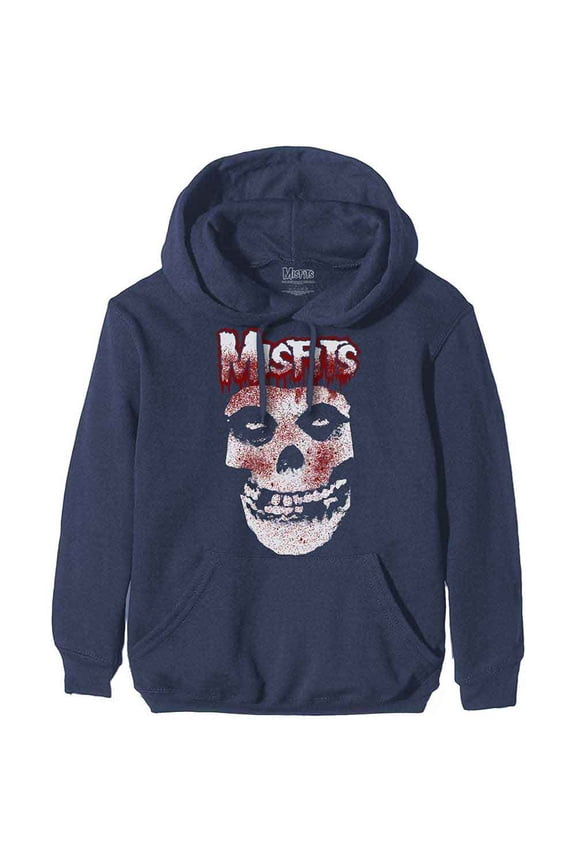 Men's Misfits Blood Drip Skull Hooded Sweatshirt Small Navy