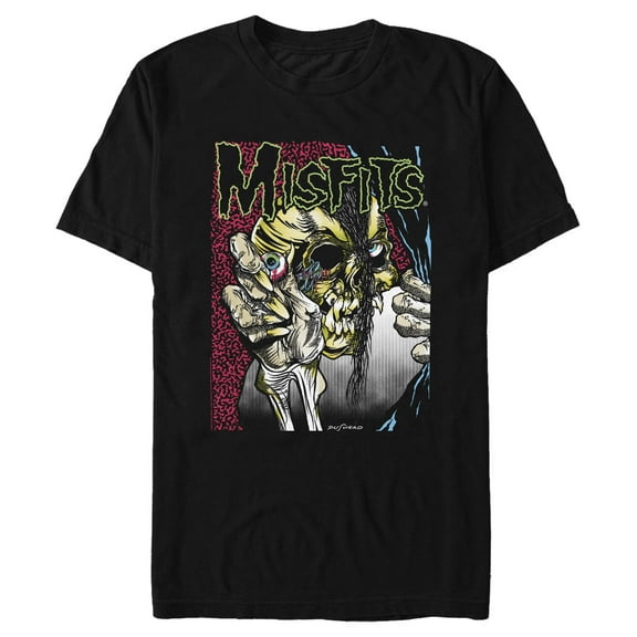 Men's Misfits Colorful Eye Skull Poster  Graphic Tee Black Large