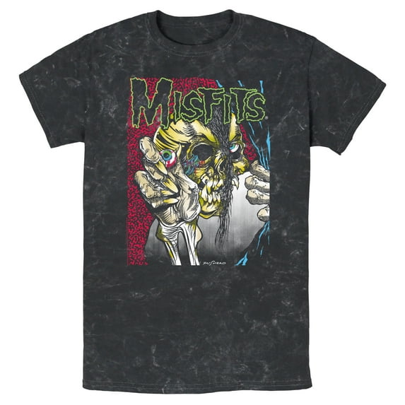 Men's Misfits Colorful Eye Skull Poster Graphic Tee Black Medium